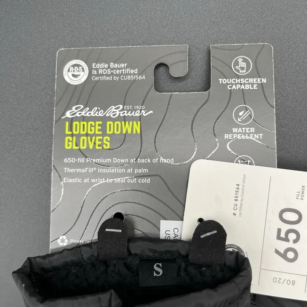 NWT Eddie Bauer Women's Lodge Down Gloves Black - Size Small